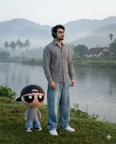 Indian man 3d cartoon friend riverbank gemini prompt - copy paste on Gemini AI