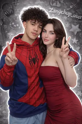 Stylish Couple Peace Sign Pose Gemini Prompt - copy paste viral AI prompt