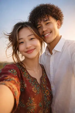 Romantic Holi Couple Golden Hour Gemini Prompt - copy paste viral AI prompt