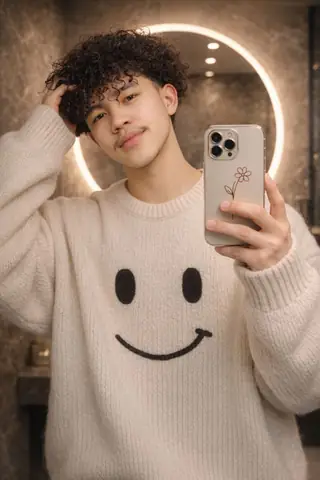Young Man Korean Fashion Mirror Selfie Gemini Prompt - copy paste viral AI prompt