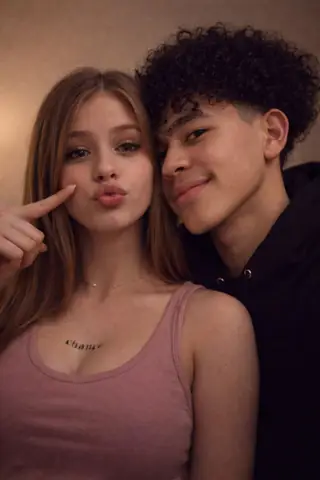 Young Couple Mirror Selfie Romantic Gemini Prompt - copy paste viral AI prompt