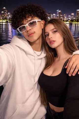Romantic Couple Waterfront Railing Gemini Prompt - copy paste viral AI prompt