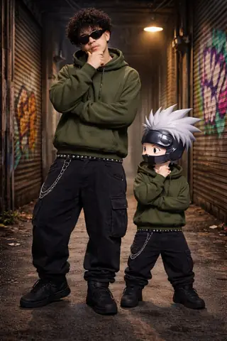 3D Chibi Naruto Pose Urban Alley Gemini Prompt - copy paste viral AI prompt