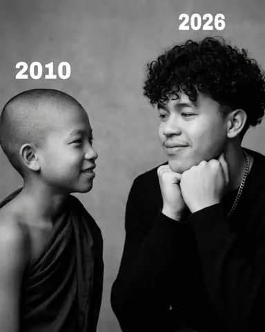 Soft Black and White Emotional Art of Childhood Me and Present Me Gemini Prompt - copy paste viral AI prompt