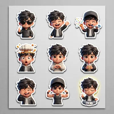 3D Chibi WhatsApp Sticker Pack Grid AI Prompt for Gemini