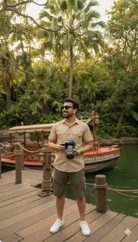 Boy on vacation clicking photo - copy paste viral AI prompt