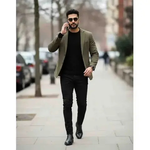 man in suit on street - copy paste viral AI prompt