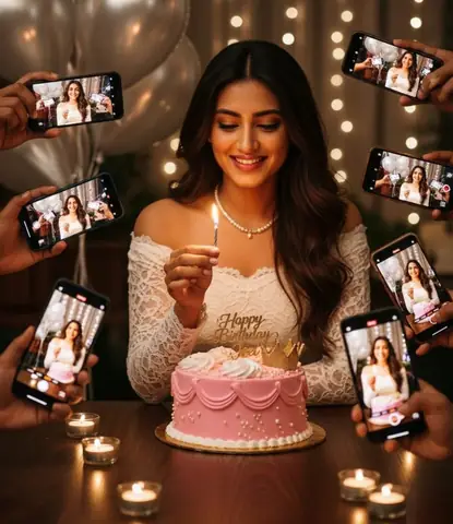 Bithday girl in a party with friends - copy paste viral AI prompt