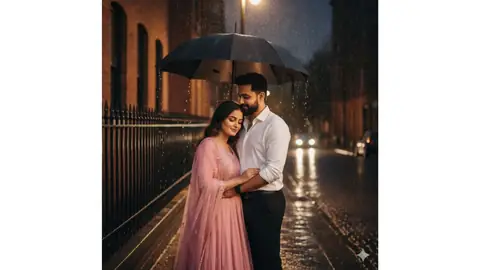 Romantic Rain Night Couple Photoshoot - copy paste viral AI prompt