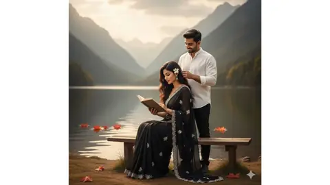 Autumn Serenity Gemini Couple Portrait - copy paste viral AI prompt