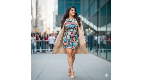 gemini ai smiling woman streetwalk fashion portrait - copy paste viral AI prompt