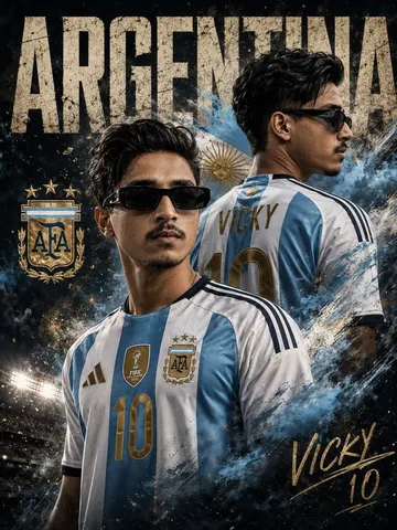 Argentina Football Poster with Cinematic Lighting - Midjourney copy paste AI prompt example for cinematic, dark