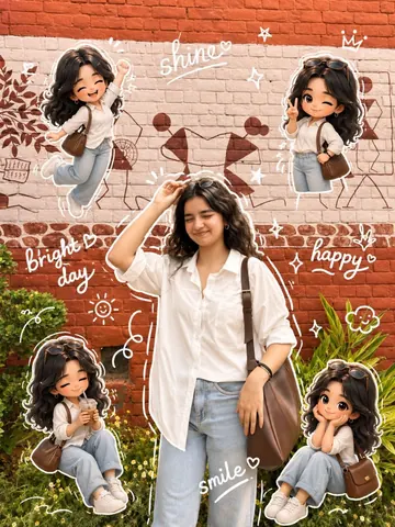 Chibi Character Portrait with Doodle Elements - AI copy paste AI prompt example for aesthetic, instagram