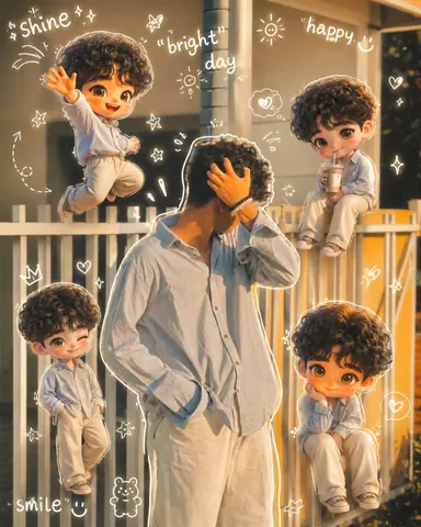 Chibi Character Portrait with Doodles - AI copy paste AI prompt example for aesthetic, instagram