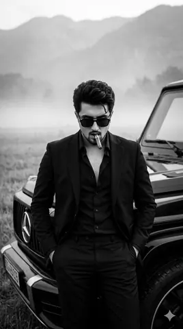 Cinematic Black and White Portrait of a Man - AI copy paste AI prompt example for black-and-white, cinematic