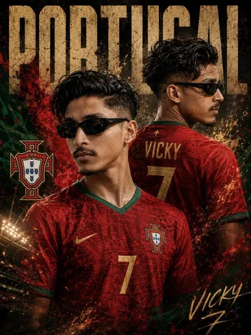 Cinematic Football Poster with Portuguese Footballer - Midjourney copy paste AI prompt example for cinematic, dark