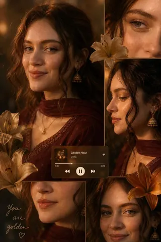 Cinematic Portrait Collage of Young Woman - Midjourney copy paste AI prompt example for portrait, aesthetic