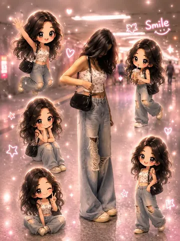 Cute Dreamy Mini Cartoon Clone Edit - Gemini copy paste AI prompt example for aesthetic, instagram