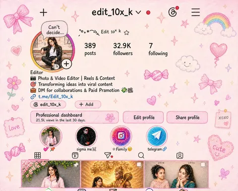Cute Hand Drawn Instagram Profile Illustration - AI copy paste AI prompt example for profile-picture, aesthetic