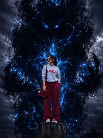 Dark Fantasy Girl on Concrete Pillar - AI copy paste AI prompt example for dark, cinematic