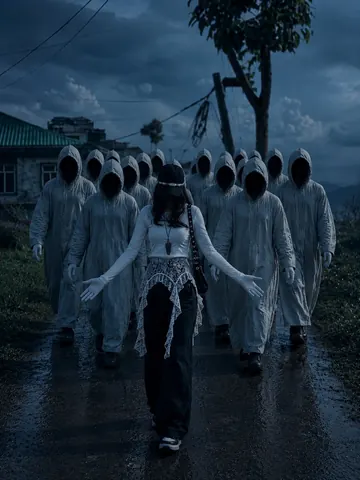 Dark Fantasy Girl Surrounded by Ghosts - AI copy paste AI prompt example for couples, cinematic