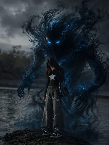 Dark Fantasy Scene with Shadow Monster - Stable Diffusion copy paste AI prompt example for black-and-white, cinematic