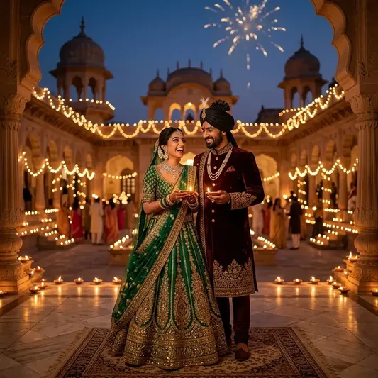 Diwali Festival of Lights Royal Couple - copy paste on Gemini AI