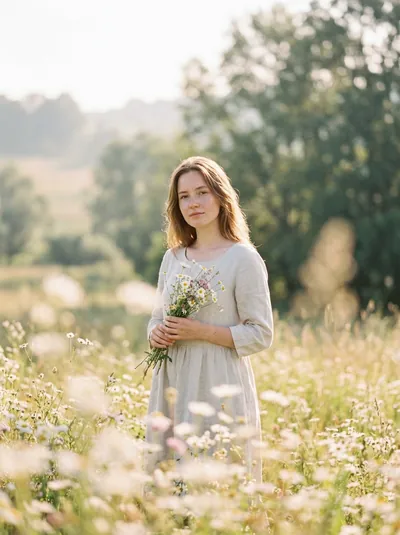 Dreamy Nostalgic Wildflower Field Cinematic Portrait - copy paste viral AI prompt
