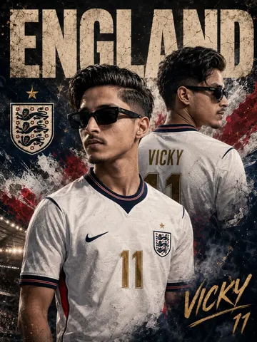 England Football Poster with Cinematic Lighting - Midjourney copy paste AI prompt example for cinematic, dark