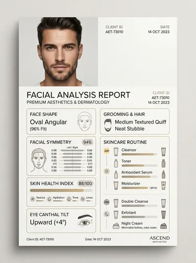 Premium Facial Analysis Report Aesthetic Editorial Infographic AI Prompt for Gemini