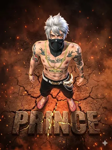 Fantasy Character Standing on Ground with Prince Typography - Midjourney copy paste AI prompt example for poster, typography