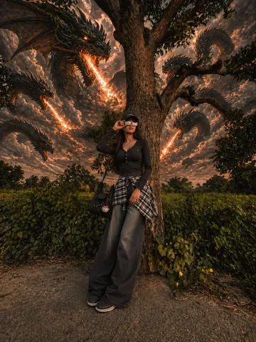 Fantasy Portrait of Young Woman with Dragons - AI copy paste AI prompt example for cinematic, dark