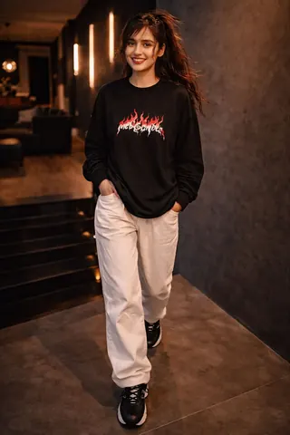 Fashionable Woman Walking in Luxury Apartment - AI copy paste AI prompt example for cinematic, fashion