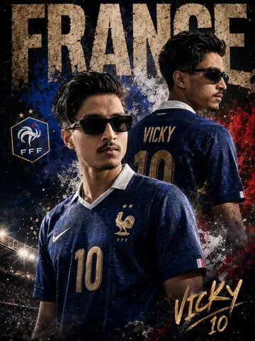 French Footballer Cinematic Poster Art - Midjourney copy paste AI prompt example for cinematic, dark