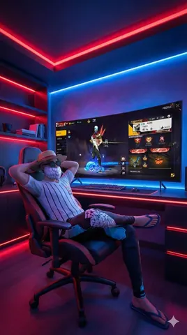 Gaming Character in Modern Room - Midjourney copy paste AI prompt example for profile-picture, cinematic