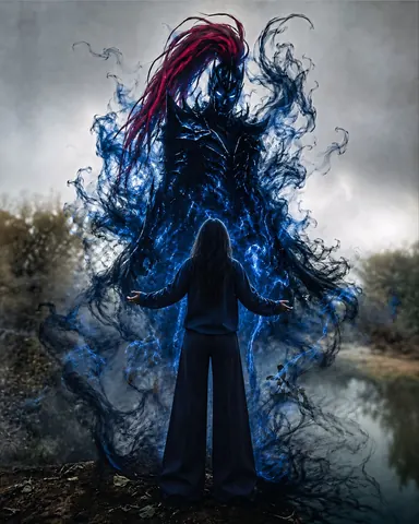 Girl Summoning Dark Demon Spirit - Stable Diffusion copy paste AI prompt example for cinematic, dark