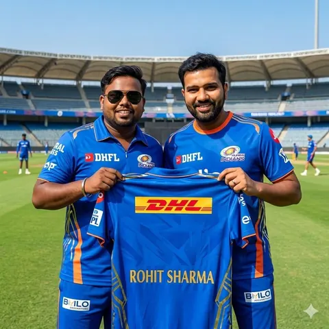 Hyper Realistic Cricket Fan with Rohit Sharma - Stable Diffusion copy paste AI prompt example for cricket, indian