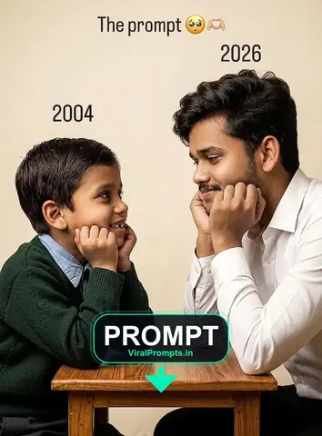 Indian Male Portrait Across Two Life Stages - copy paste viral AI prompt