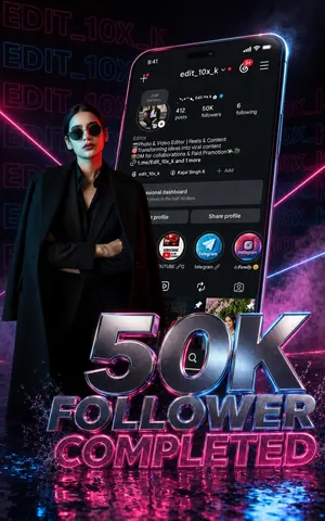 Indian Woman Celebrating 50K Followers - Midjourney copy paste AI prompt example for cinematic, indian