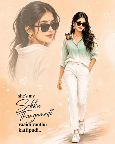 Indian Woman Walking with Confidence - AI copy paste AI prompt example for portrait, illustration