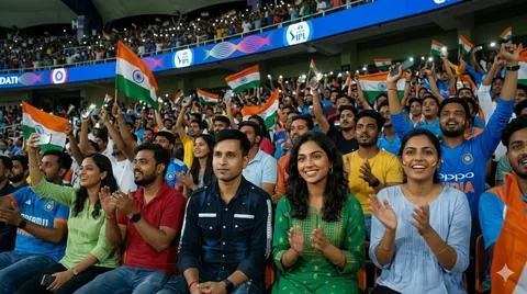 IPL Style Live Broadcast Crowd Shot Video - AI copy paste AI prompt example for cricket, cinematic