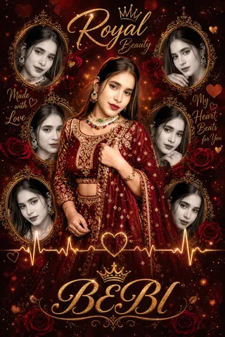Luxurious Royal Lehenga Digital Collage - AI copy paste AI prompt example for couples, luxury