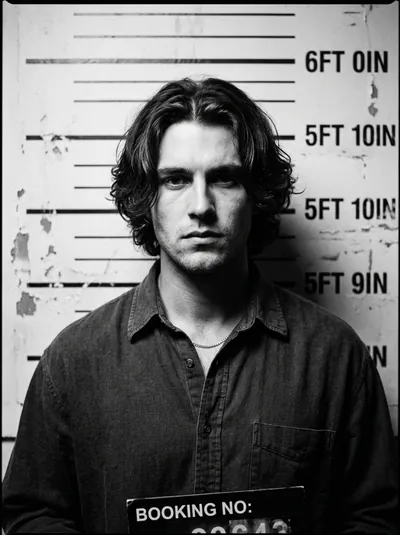 Moody Monochrome Mugshot Aesthetic Portrait - copy paste viral AI prompt