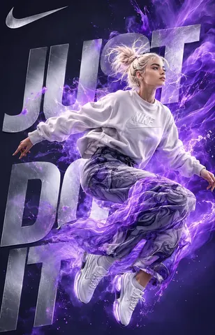 Surreal Nike Athletic Woman Artwork - AI copy paste AI prompt example for branding, fashion