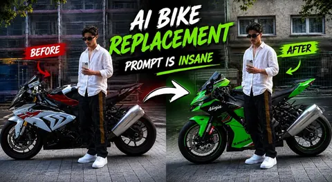 Realistic Bike Replacement in Original Image - Gemini copy paste AI prompt example for realistic, bike