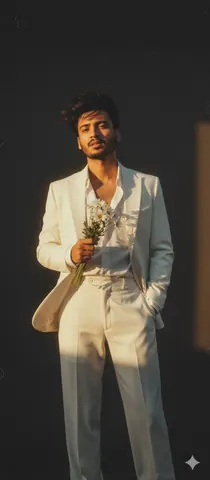 Retro Vintage Man in White Suit - AI copy paste AI prompt example for couples, aesthetic