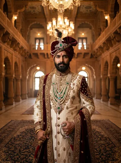 Royal Indian Maharaja Ultra Realistic Palace Portrait AI Prompt for Gemini