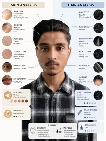 Skin and Hair Analysis Portrait - AI copy paste AI prompt example for hair, ai-image