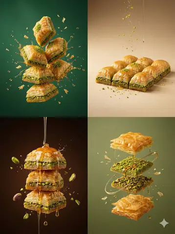 Baklava Splash Photography - copy paste viral AI prompt