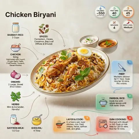 Biryani Recipe Infographic - copy paste viral AI prompt